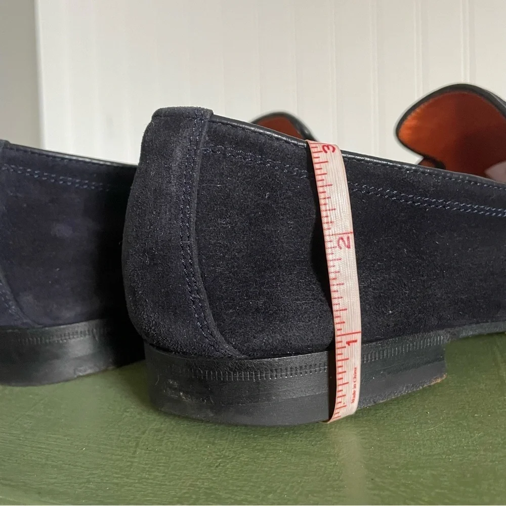 Santoni Men's Double Monk Strap Loafers in Midnight Blue Suede *Italy*